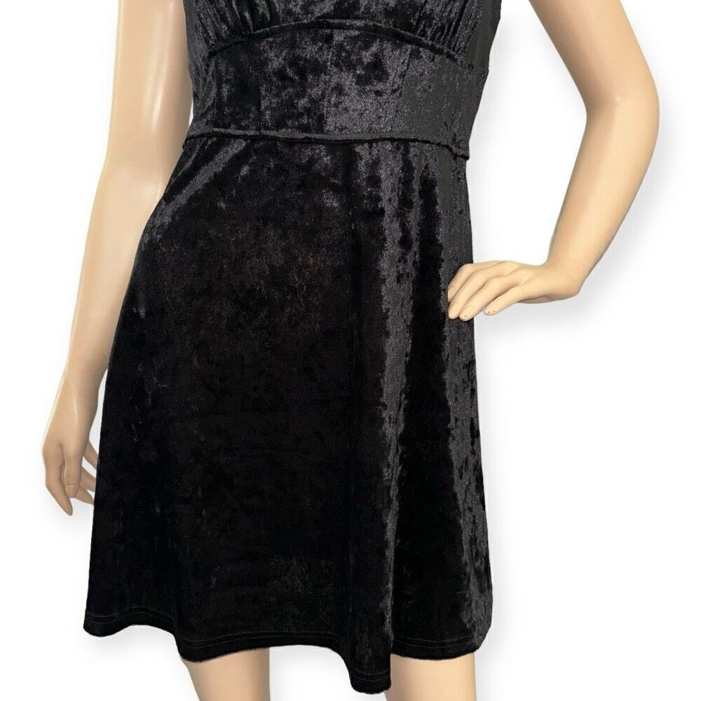 LUSH Crushed Velvet Retro Minidress In Black Size Large NEW - Picture 6 of 15